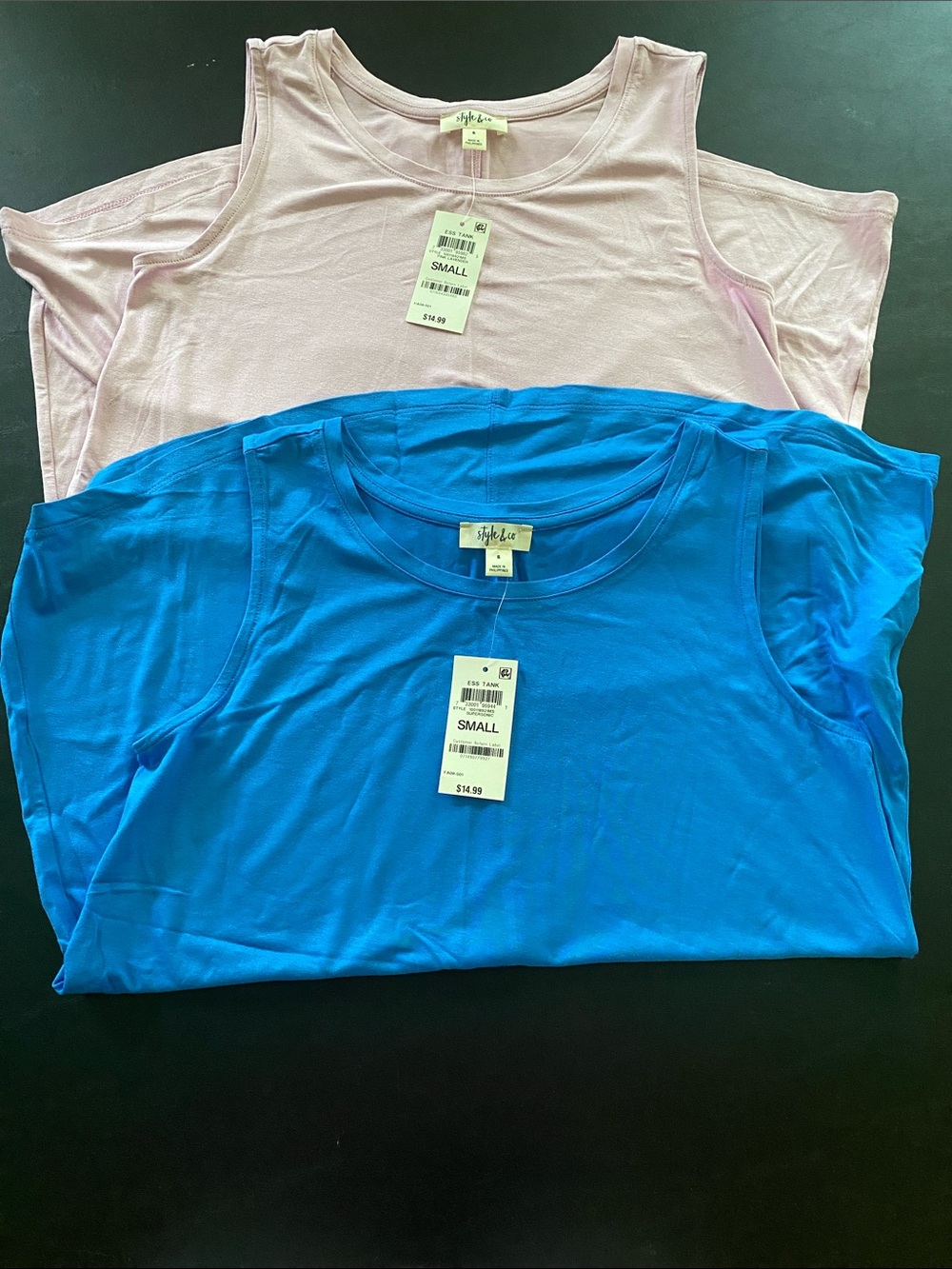 Style & Co. Sleeveless Tank Tops in Light Pink and Bright Blue - Set of 2